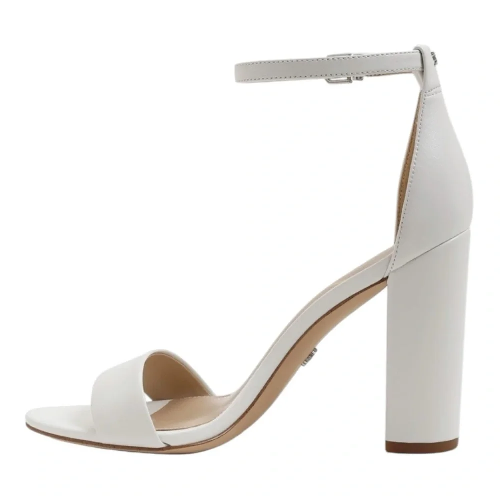 Sam Edelman Yaro Block Heel in White Leather NIB